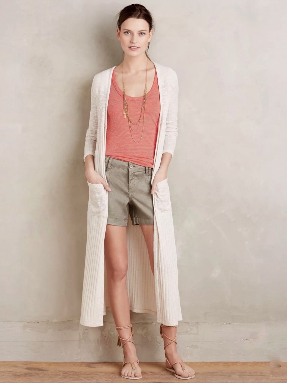 Anthropologie Saturday Sunday Tinley Duster Cream Knit Longline Sweater Cardigan